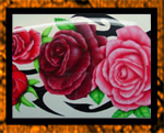 Airbrushed roses on pearl white base