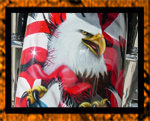 Airbrushed eagle and flag on fender